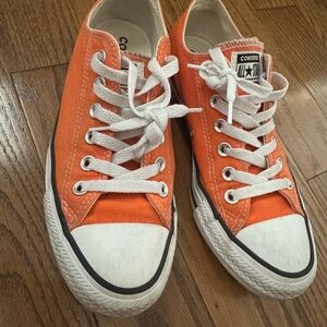Converse Orange and White Canvas Sneakers Low-Top